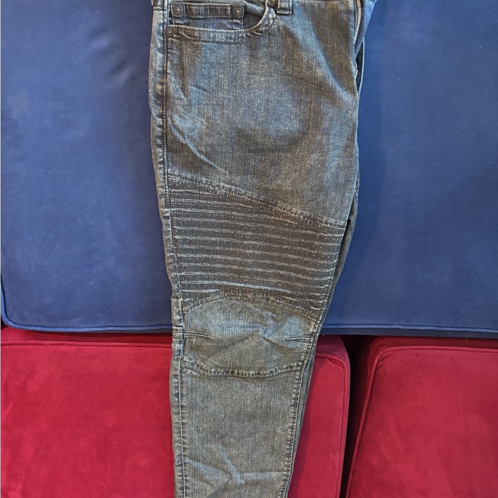 True Religion Geno Relaxed Slim Moto Jeans | Size 40 Distressed Denim